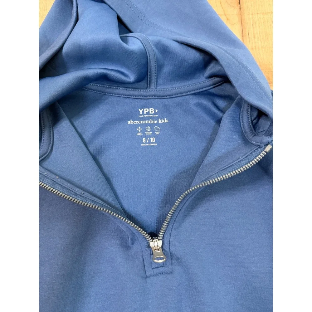 Abercrombie Kids YPB Blue Quarter Zip Hoodie Cropped Sweatshirt Size 9/10
